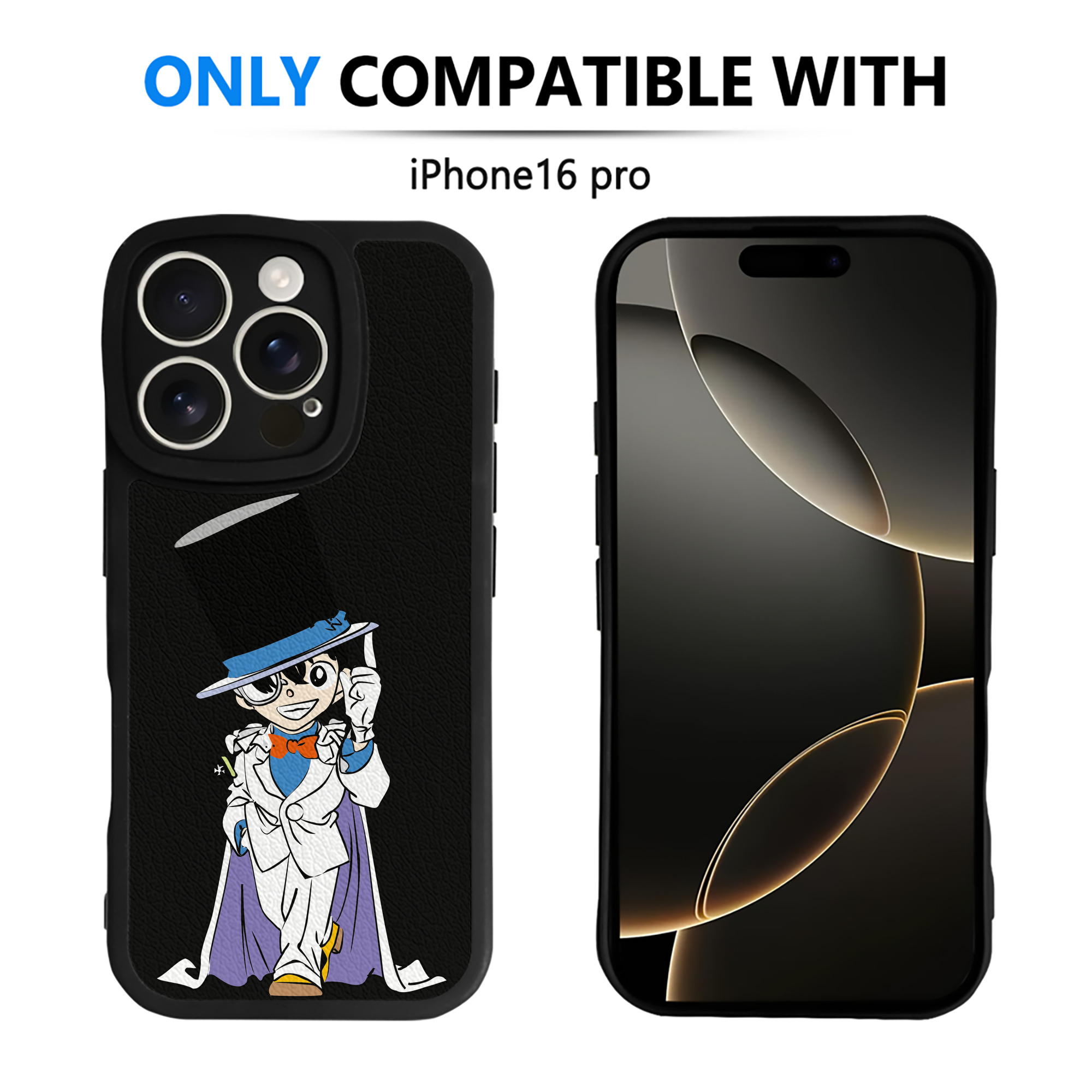 （画像用） 名探偵コナン 江戸川 コナン Detective Conan Conan Edogawa 【iPhone 16シリーズ対応】シリコンスマホケース（レザー調） 材質：シリコン